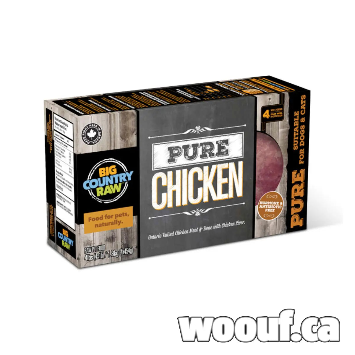 Big Country Raw Pure - Viande Crue Assortie 4x 1lb pour chien Big Country Raw