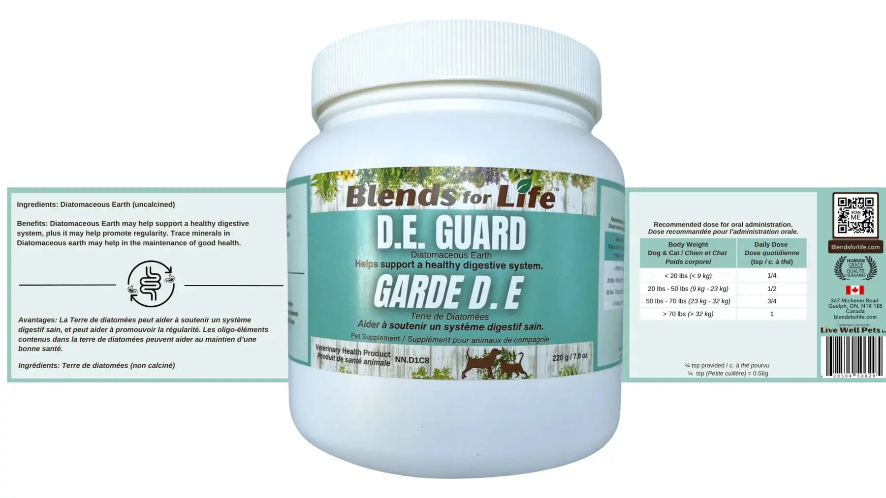 Blends for Life - Garde D.E (Terre Diatomee pour chien) 220g LivStrong