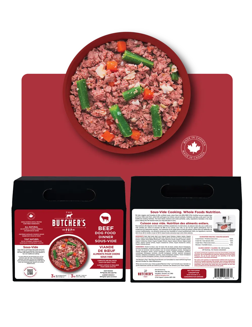Butcher's Pup - Repas légèrement cuit pour chien 3 x 1 lbs Butcher"s Pup