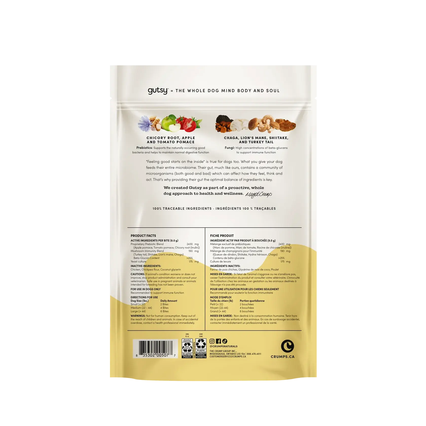 Crumps Gutsy - Bouchées Calmantes, Immunitaire, Joyeuses, Équilibrées pour chien Crumps Naturals