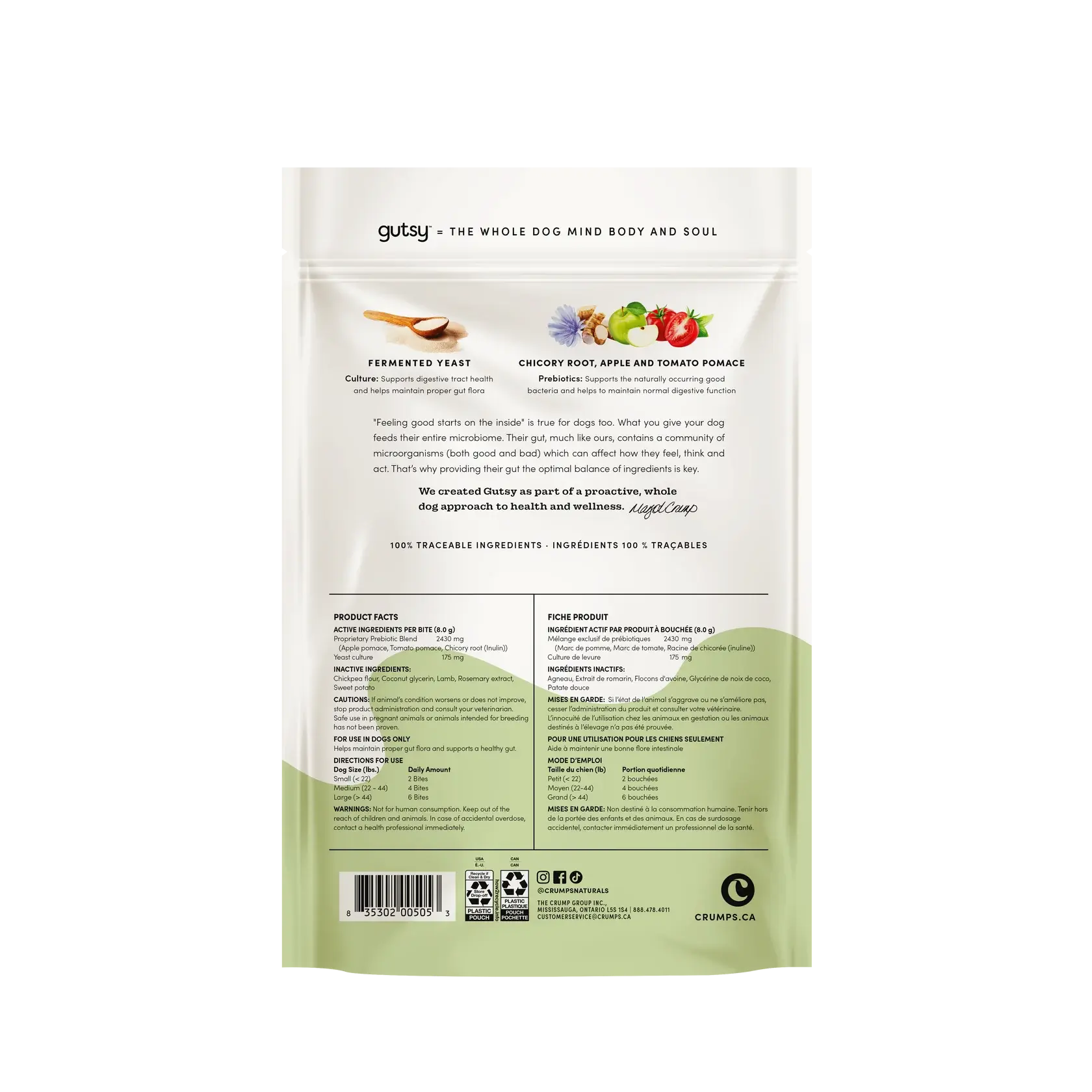 Crumps Gutsy - Bouchées Calmantes, Immunitaire, Joyeuses, Équilibrées pour chien Crumps Naturals