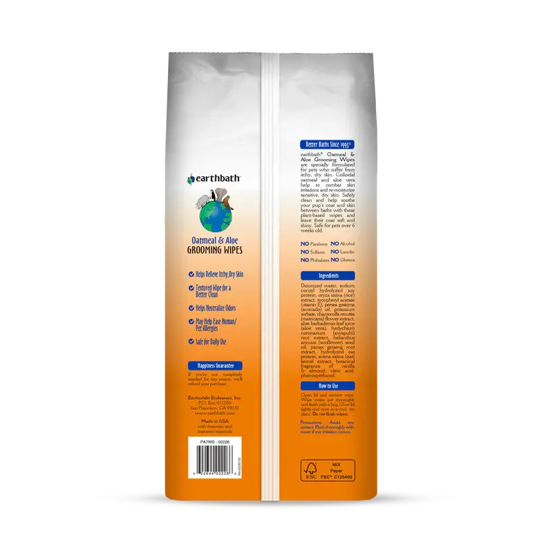EarthBath - Lingettes pour toilettage pour chien et chat (paquet de 100) EarthBath