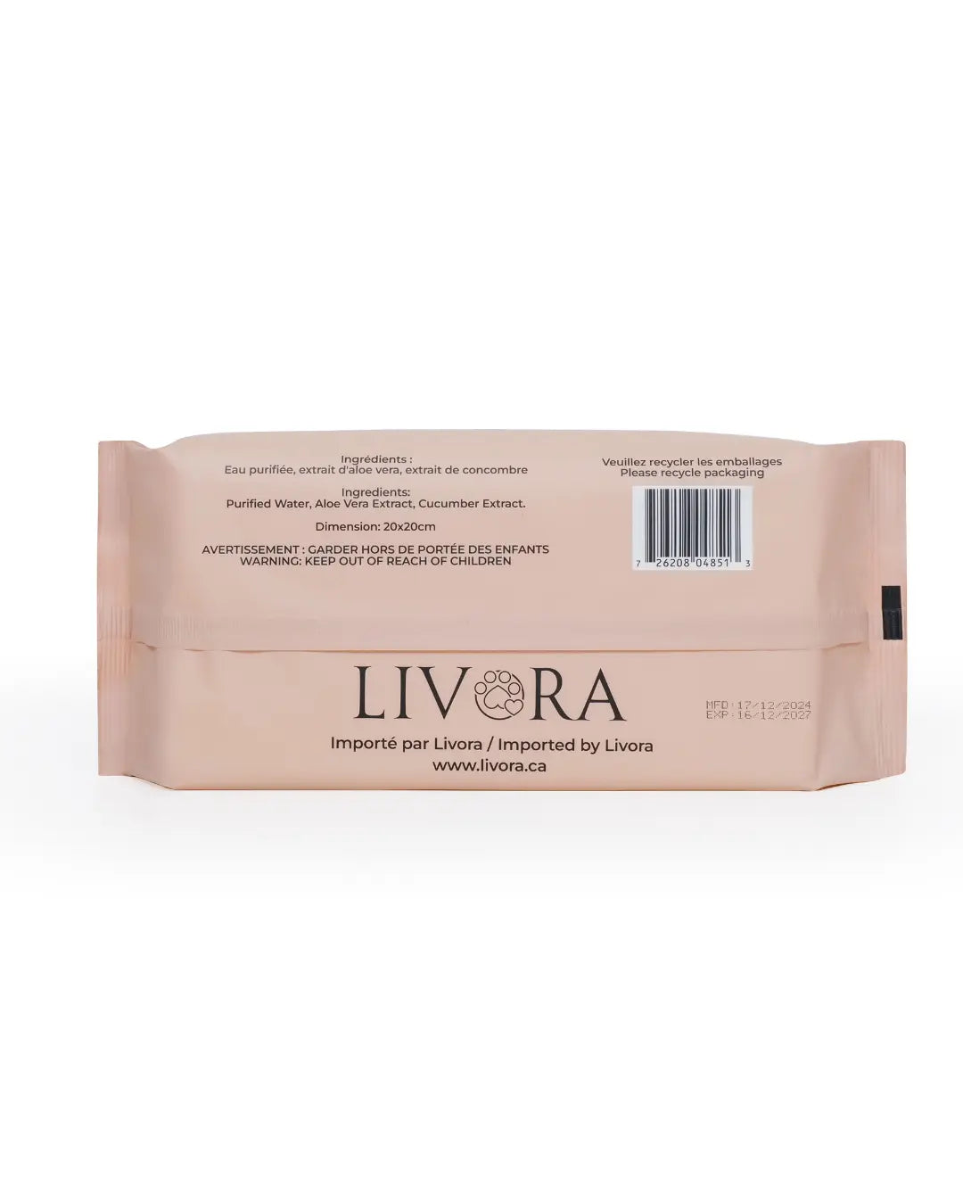 Livora - Lingette nettoyante pour animaux Livora