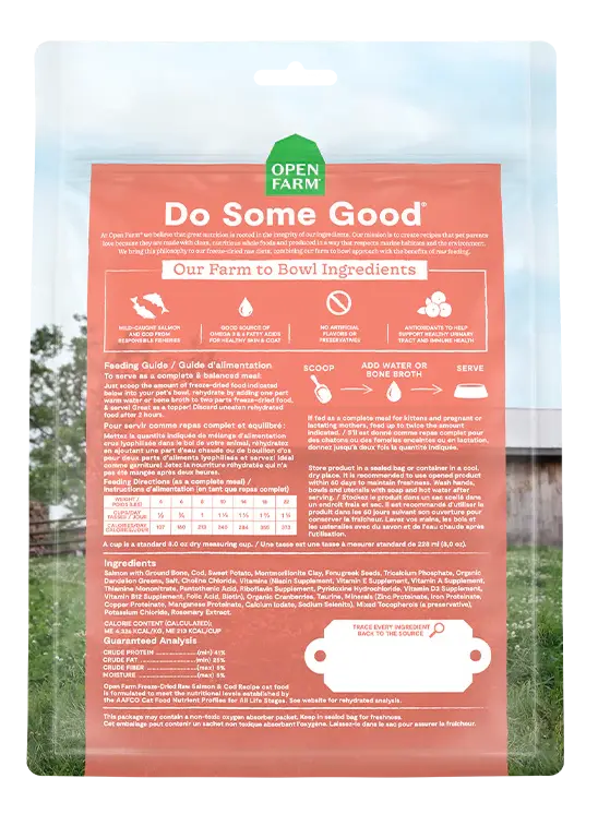 Open Farm - Nourriture Crue Lyophilisée pour Chats au Poulet, Saumon et Surf & Turf Open Farm