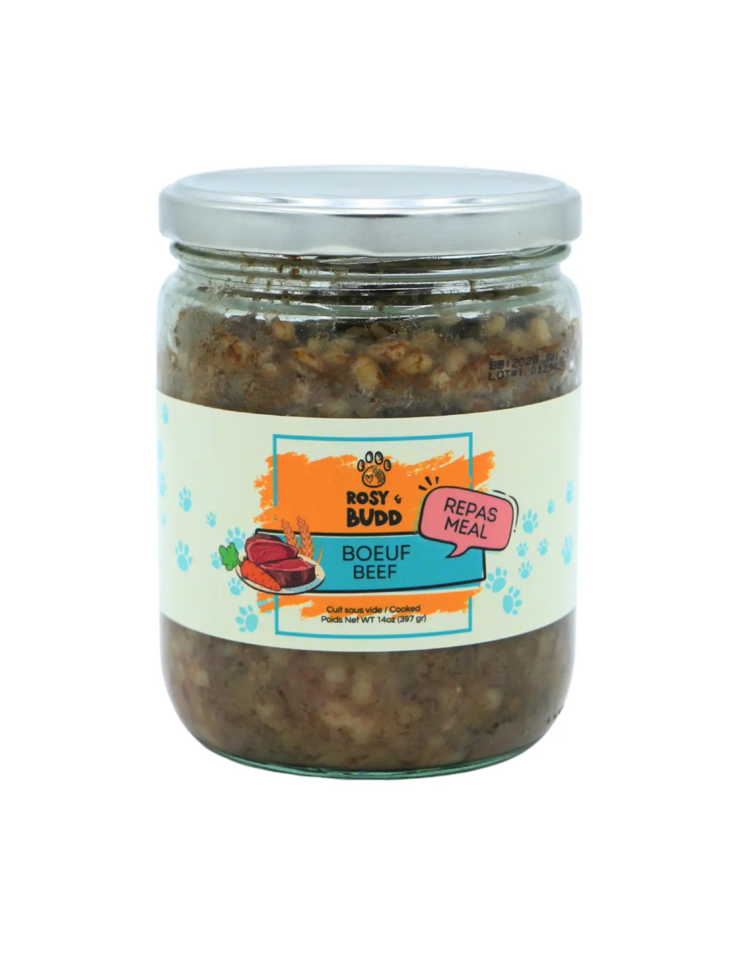 Rosy & Budd - Repas complet de Boeuf légèrement cuit pour chien 14oz Rosy & Budd
