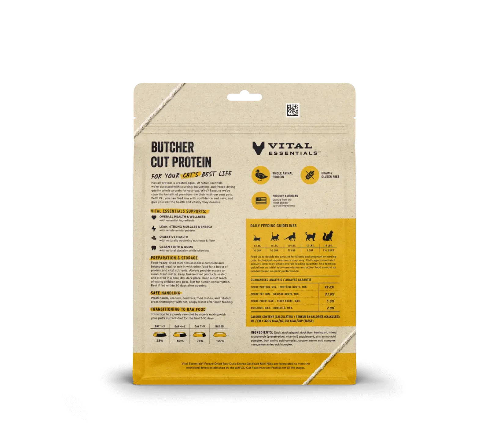 Vital Essentials - Mini-fibres crues lyophilisées de viande pour chat Vital Essentials