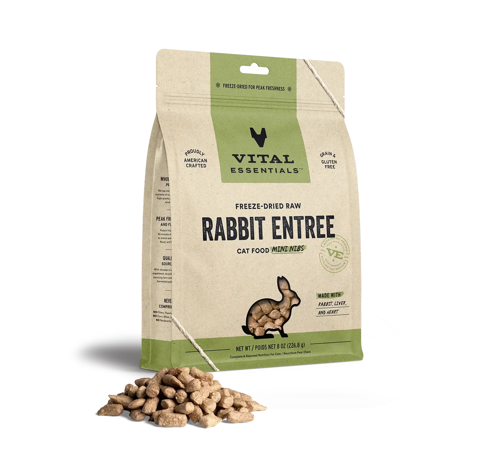 Vital Essentials - Mini-fibres crues lyophilisées de viande pour chat Vital Essentials