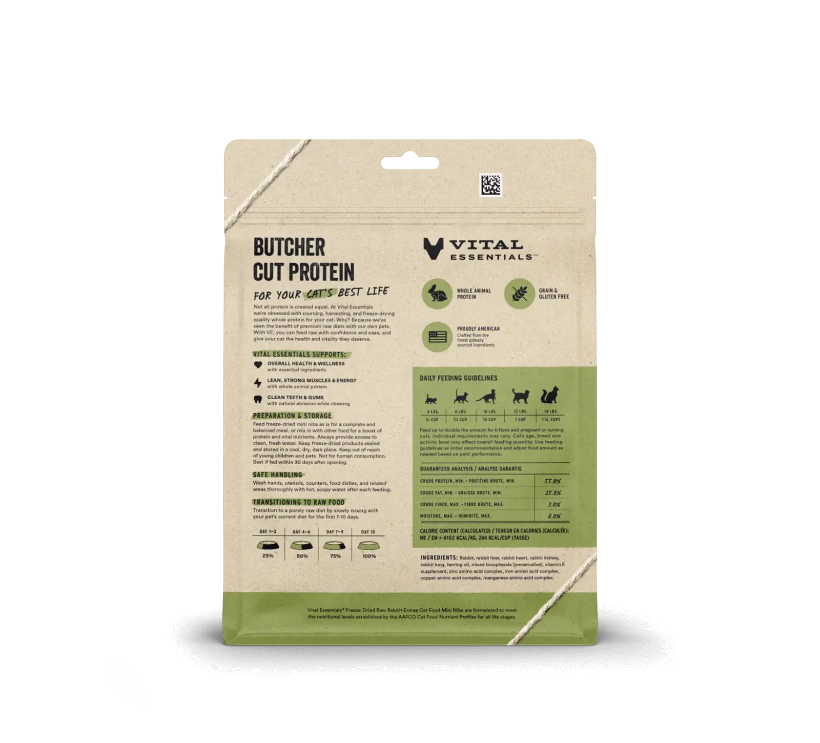 Vital Essentials - Mini-fibres crues lyophilisées de viande pour chat Vital Essentials