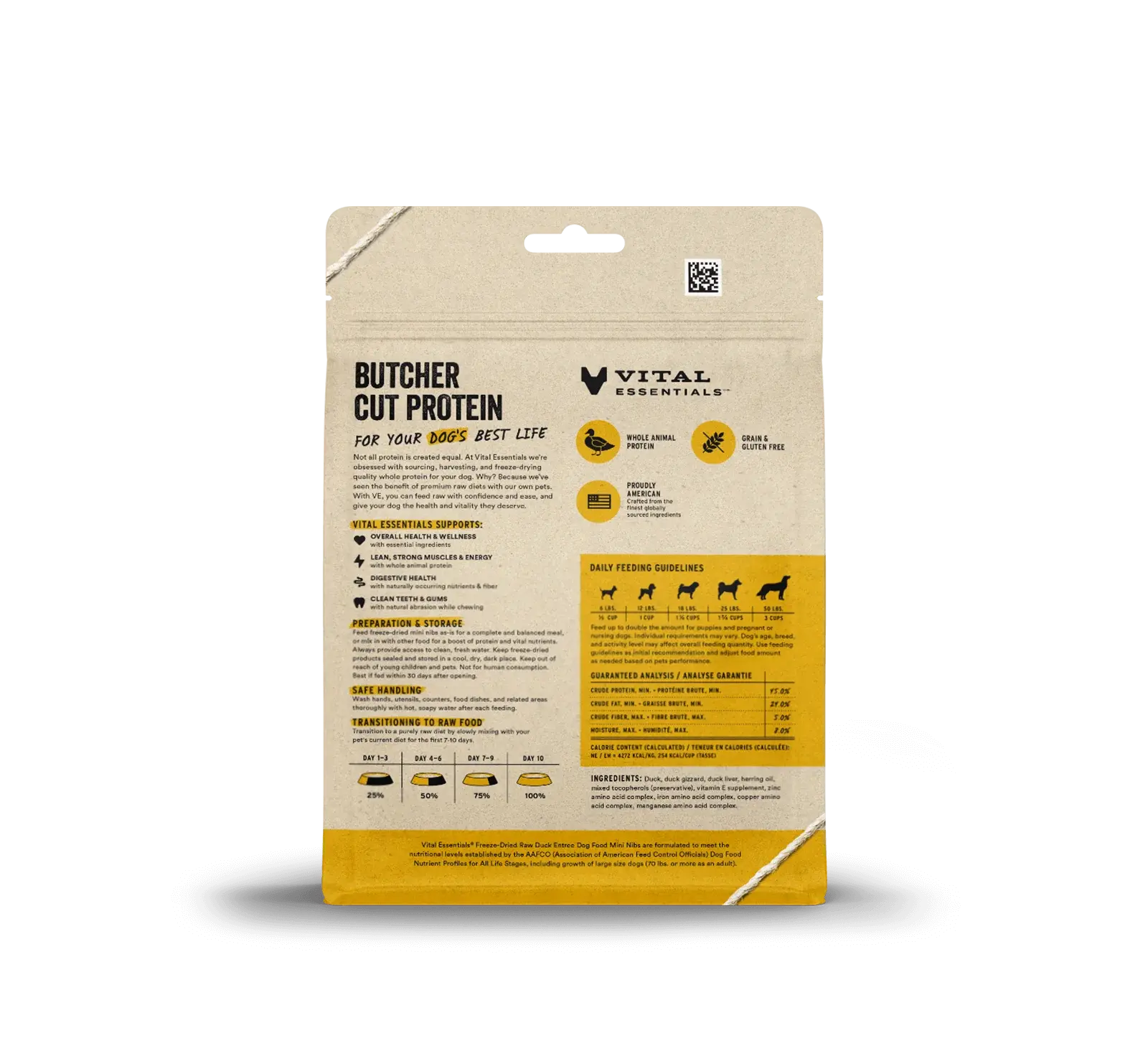 Vital Essentials - Mini-fibres crues lyophilisées de viande pour chien Vital Essentials