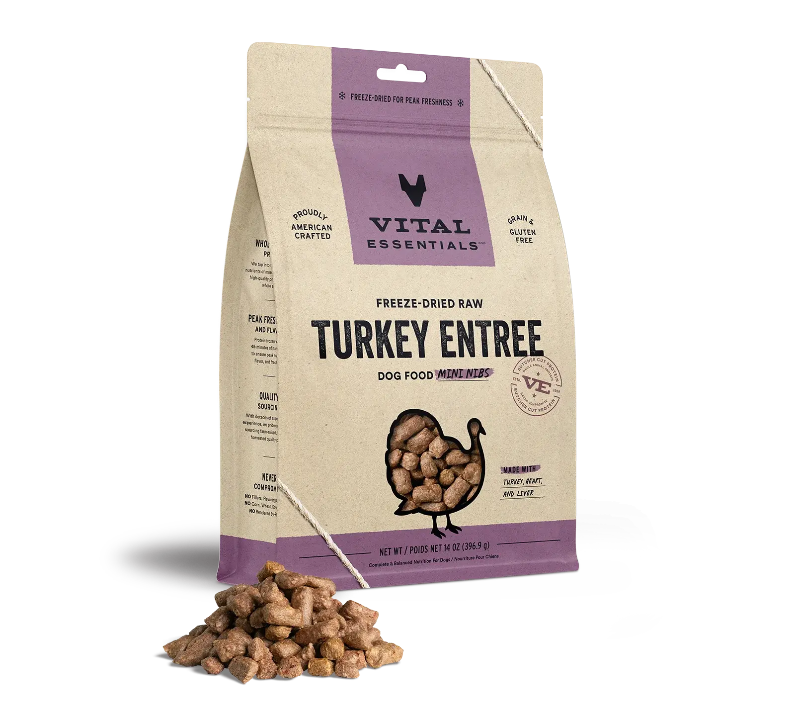 Vital Essentials - Mini-fibres crues lyophilisées de viande pour chien Vital Essentials