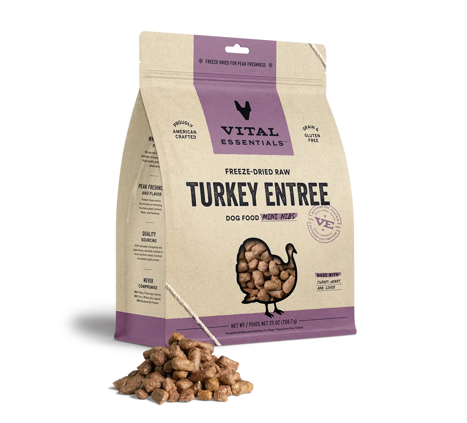 Vital Essentials - Mini-fibres crues lyophilisées de viande pour chien Vital Essentials