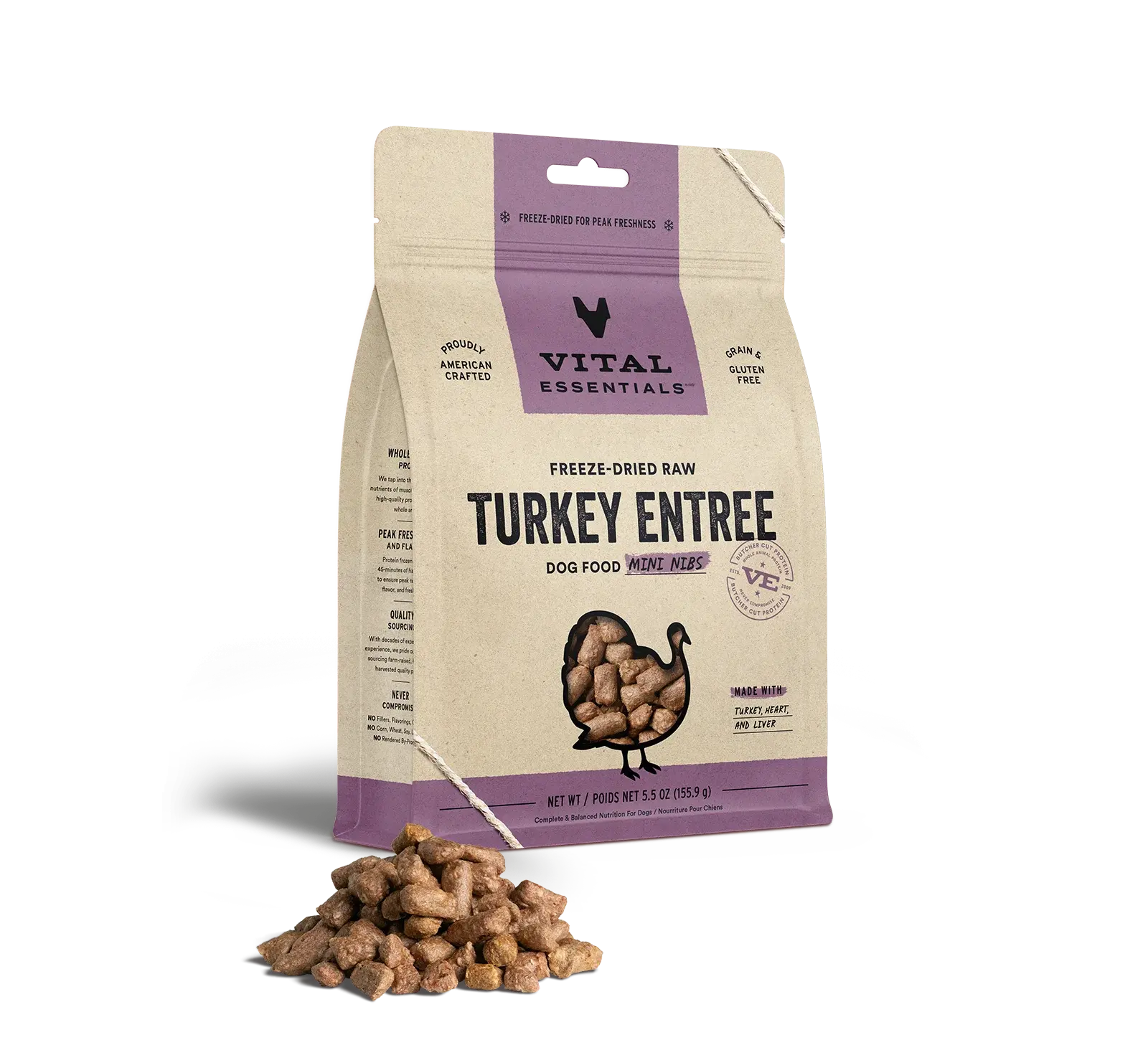 Vital Essentials - Mini-fibres crues lyophilisées de viande pour chien Vital Essentials