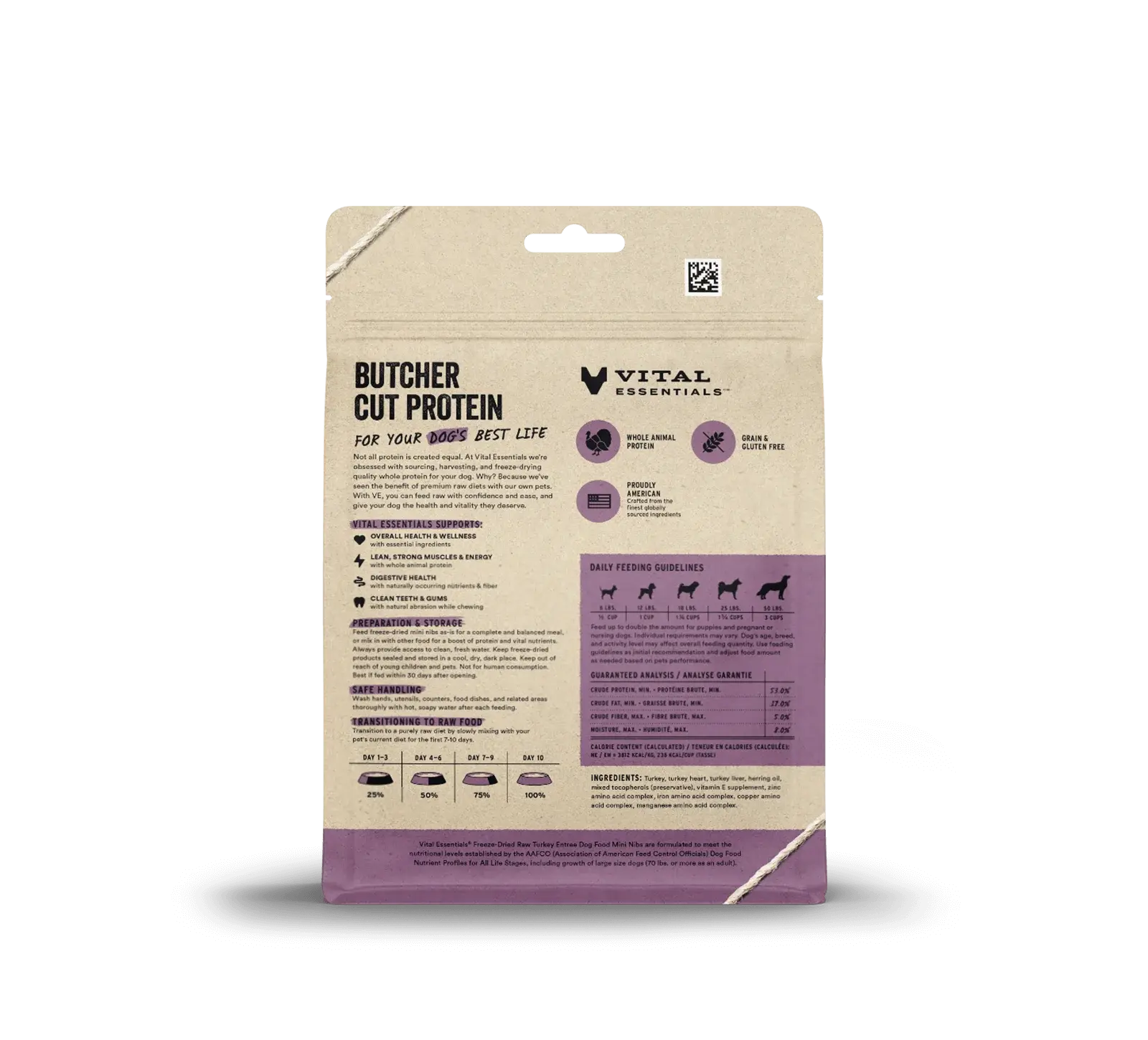 Vital Essentials - Mini-fibres crues lyophilisées de viande pour chien Vital Essentials