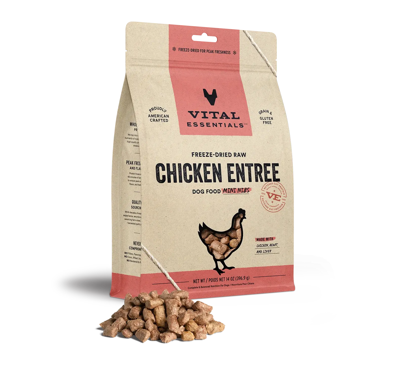 Vital Essentials - Mini-fibres crues lyophilisées de viande pour chien Vital Essentials