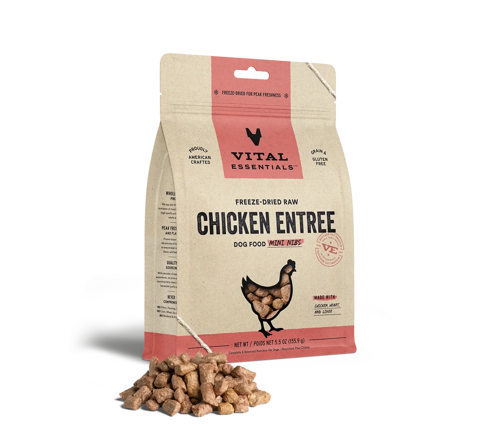 Vital Essentials - Mini-fibres crues lyophilisées de viande pour chien Vital Essentials