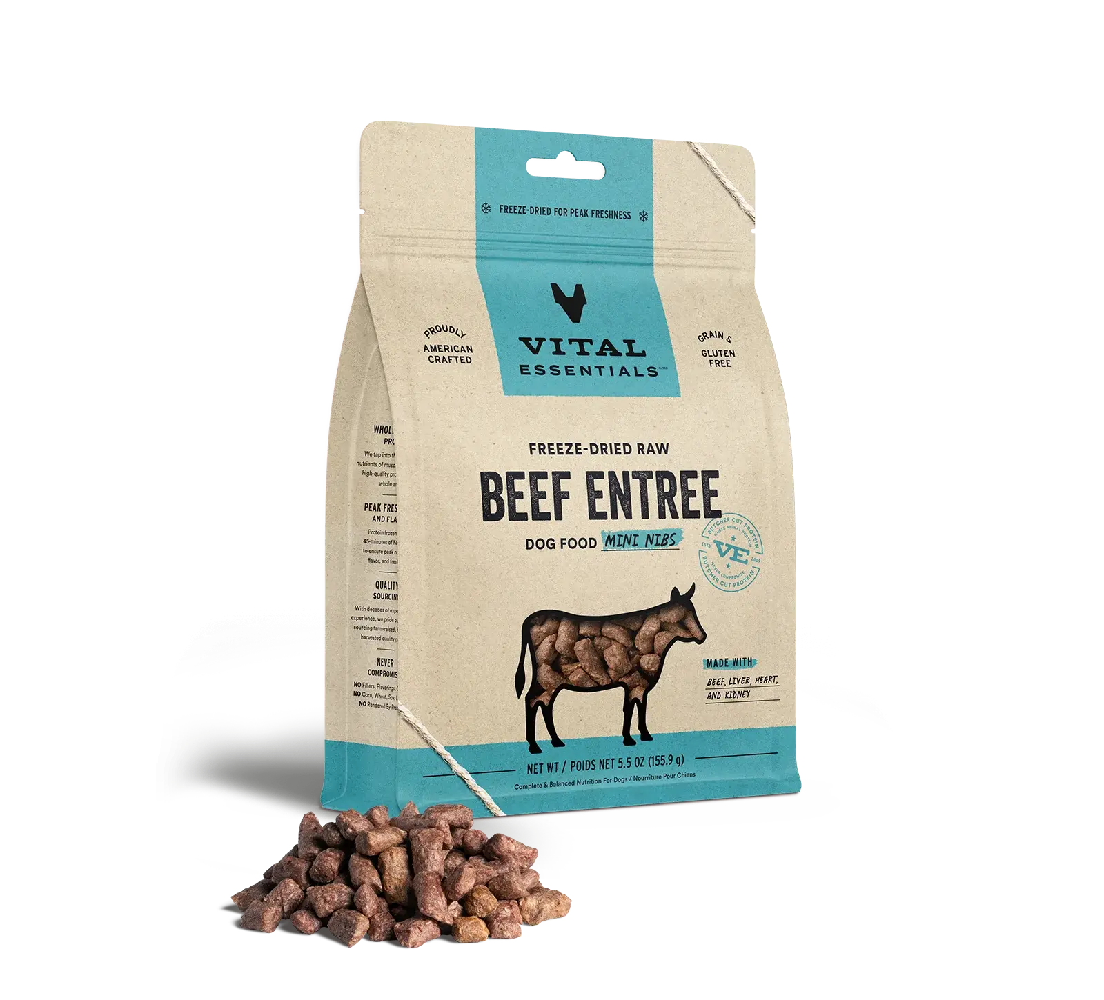 Vital Essentials - Mini-fibres crues lyophilisées de viande pour chien Vital Essentials