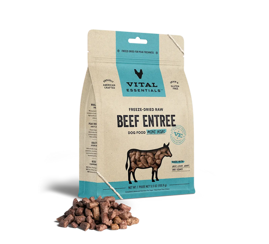 Vital Essentials - Mini-fibres crues lyophilisées de viande pour chien Vital Essentials