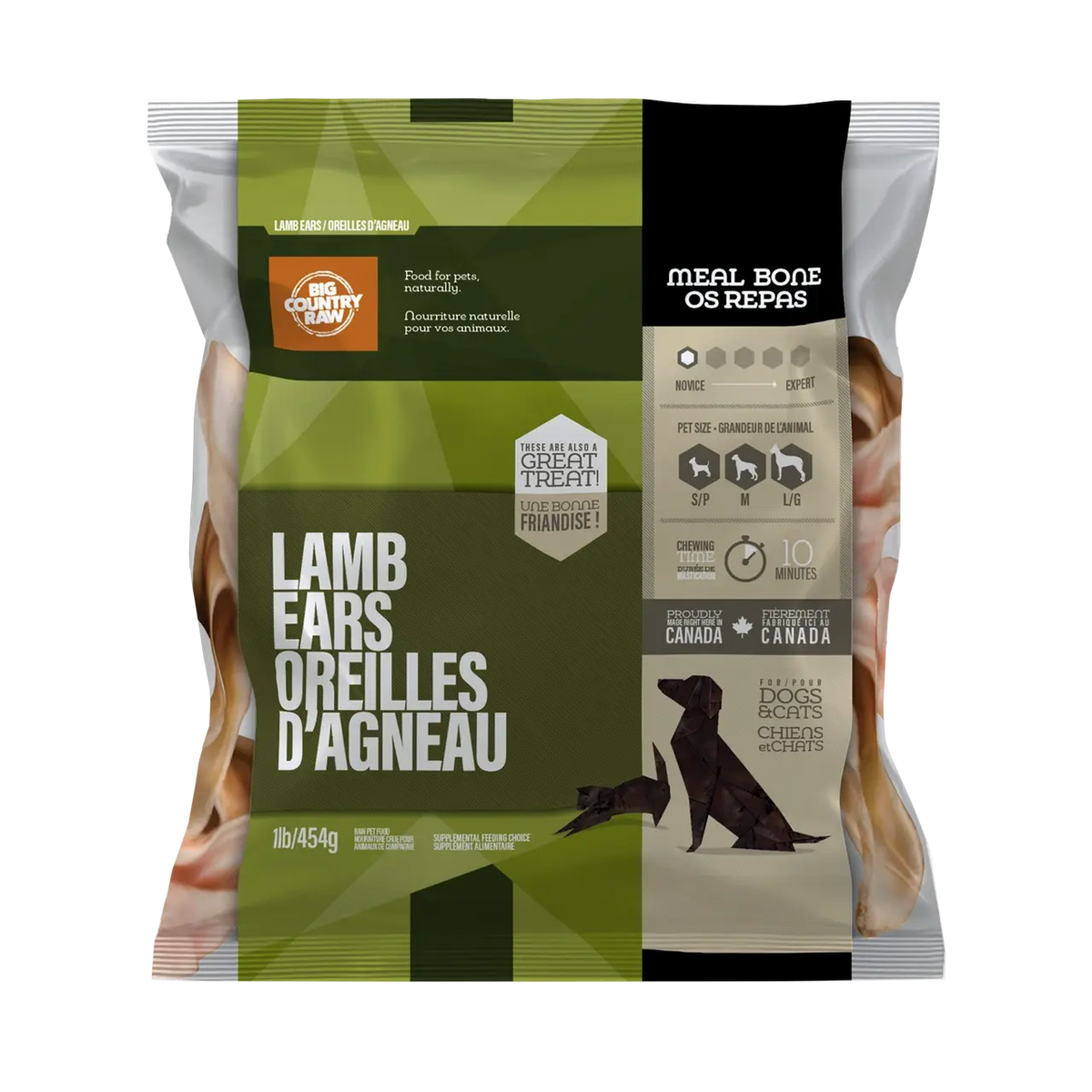 Big Country Raw - Mastication Oreilles d'agneau congelées pour chiens