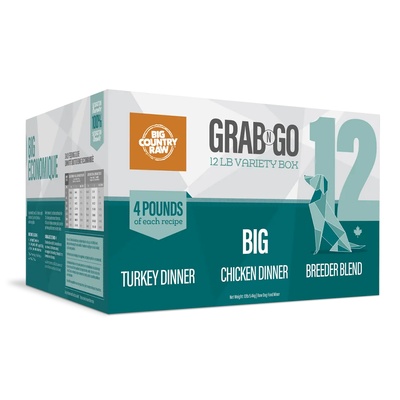 Big Country Raw - Nourriture Crue Grab N Go pour chiens (12lbs) Big Country Raw