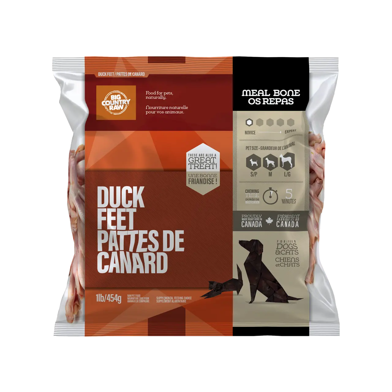 Big Country Raw - Patte de Poulet et Os de Canard et Sardines congelés pour chien Big Country Raw