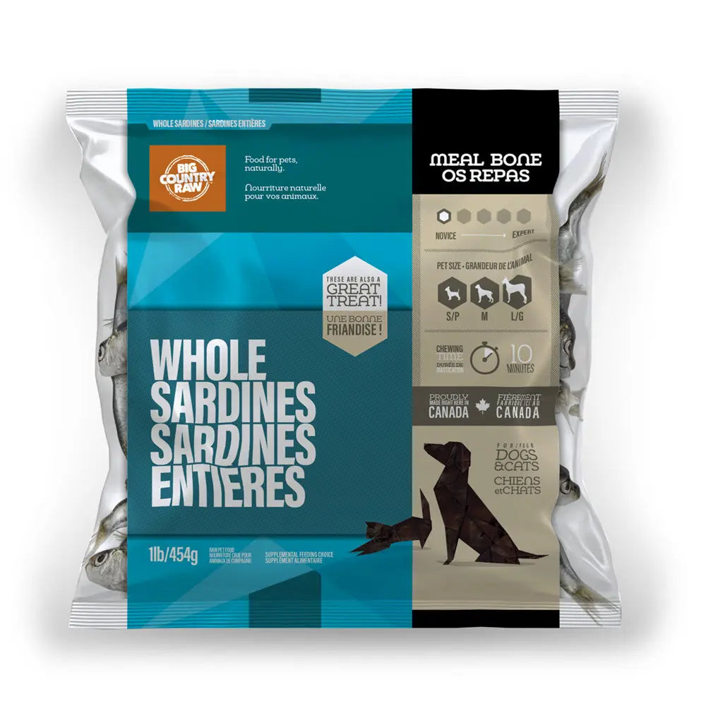 Big Country Raw - Patte de Poulet et Os de Canard et Sardines congelés pour chien Big Country Raw