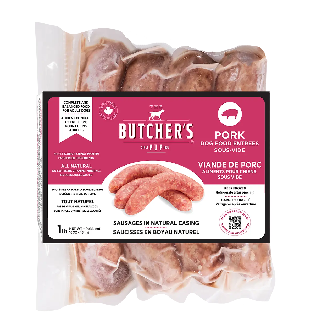 Butcher's Pup - Saucisse pour chien 1 lbs Butcher"s Pup
