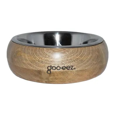Goo-Eez - Bol arrondi en bois avec bol en acier pour animaux GOO-EEZ