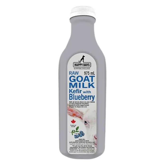 Happy Days – Lait de Chèvre Kéfir aux Bleuets pour Animaux (975 ml) Happy Days