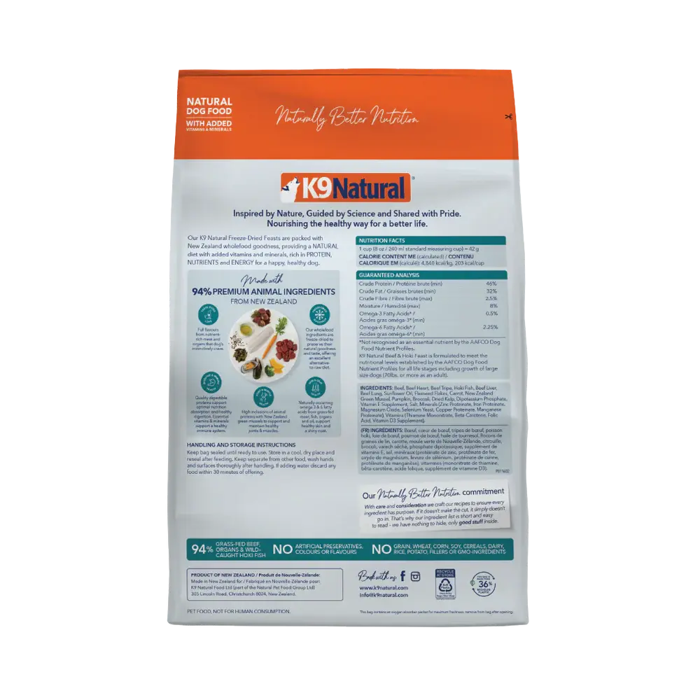 K9 Natural - Croquettes lyophilisées pour chiens K9 Natural