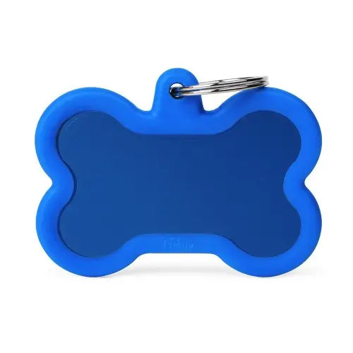 MyFamily - Médaille Hushtag Os XL Bleu en Aluminium avec Caoutchouc My Family