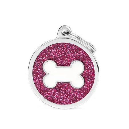 MyFamily - Médaille Shine Cercle Grand Glitter Rose Os Blanc My Family
