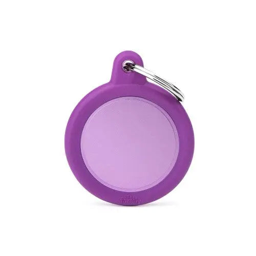 MyFamily - Médaille pour chien - Hushtag Cercle Violet en Aluminium avec Caoutchouc My Family