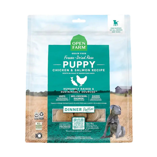 Open Farm - Galettes Crues Lyophilisées au poulet et saumon pour chiots Open Farm