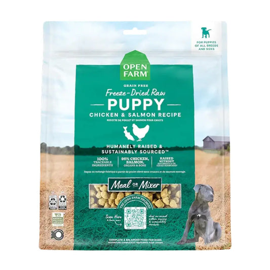Open Farm - Nourriture crue lyophilisée au poulet et saumon pour chiots Open Farm