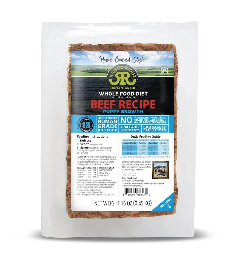 Raised Right® – Nourriture Crue Surgelée pour chien (8 x 1 lb) Raised Right