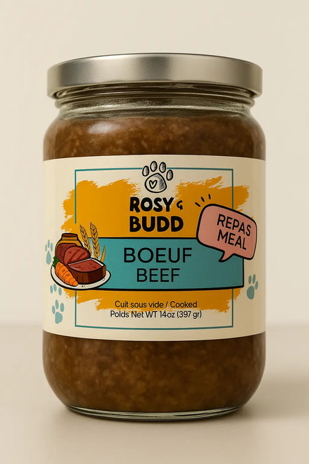 Rosy & Budd - Repas complet de Boeuf légèrement cuit pour chien 14oz Rosy & Budd