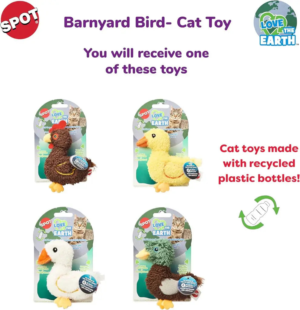 Spot - Jouet Oiseaux de la ferme avec herbe pour chats 4"