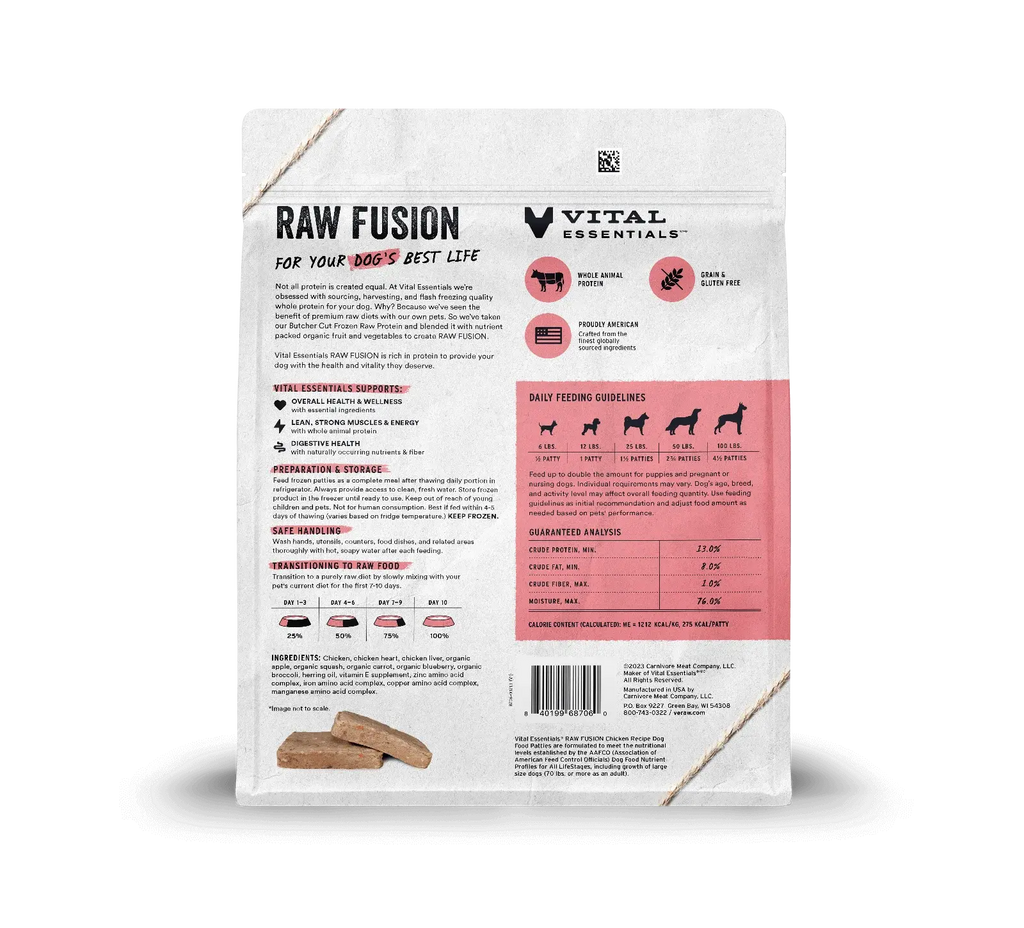 Vital Essentials - FUSION Pâté congelé riche en protéines pour chien Vital Essentials