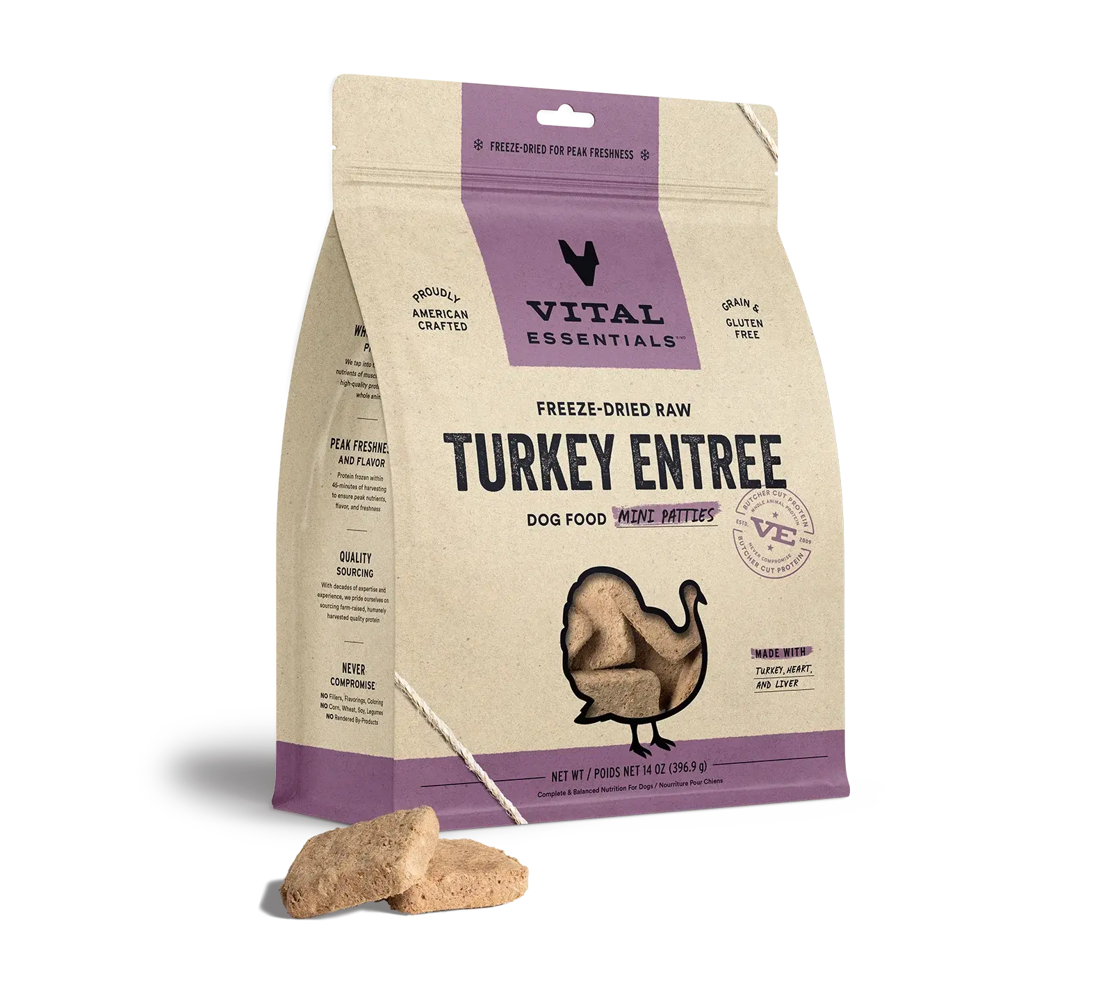 Vital Essentials - Mini galettes lyophilisées pour chien Vital Essentials